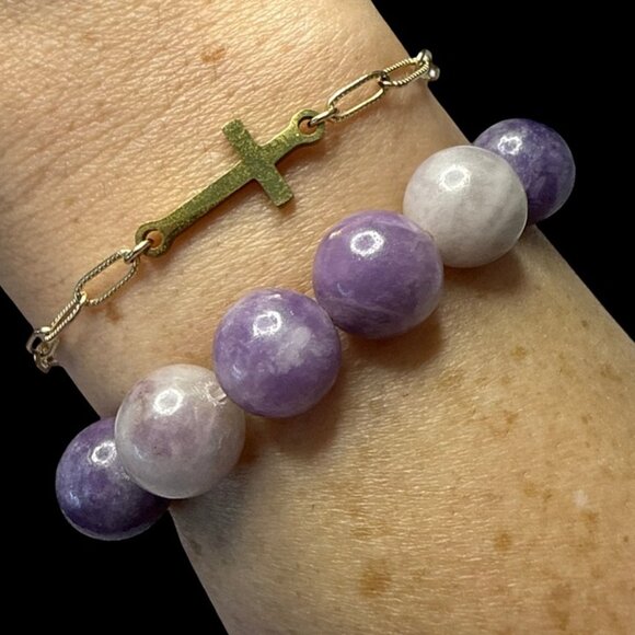 Lepidolite Purple Bracelet Jewelry crystal beaded accessories handmade boho NEW - Picture 3 of 10